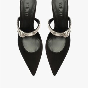 Schutz Black Women's Heels with Rhinestone Detail
